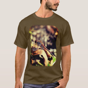Dragonfly On Leaf Nature  T-Shirt