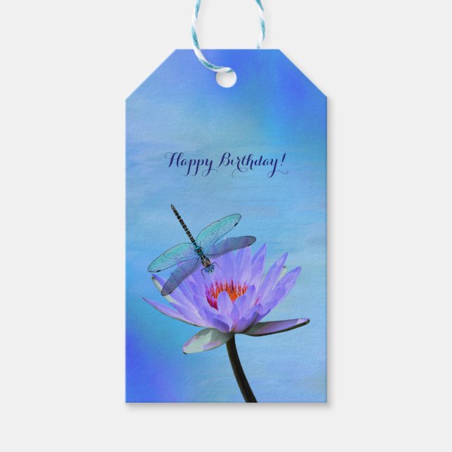 Dragonfly on Water Lily Gift Tags (Front)