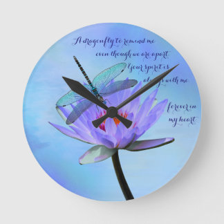 Dragonfly on Water Lily Sentimental Wall Round Clock