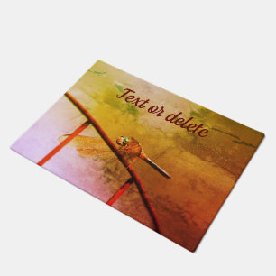Dragonfly On Wire Fence Abstract Personalised Doormat