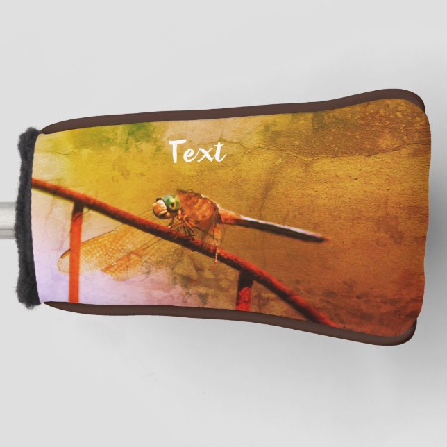 Dragonfly On Wire Fence Art Personalised   Golf Head Cover (Front)