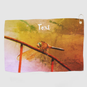 Dragonfly On Wire Fence Art Personalised Golf Towel