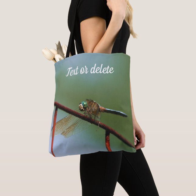 Dragonfly On Wire Fence Close Up Personalised Tote Bag (Close Up)