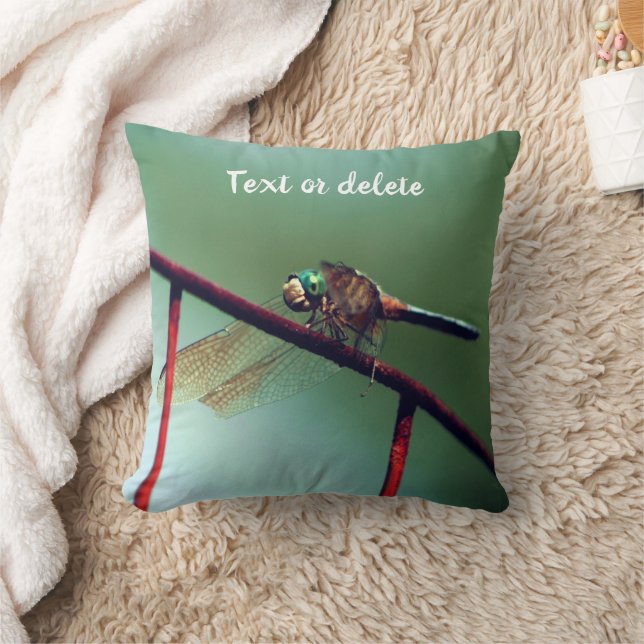 Dragonfly On Wire Fence Personalised  Cushion (Blanket)