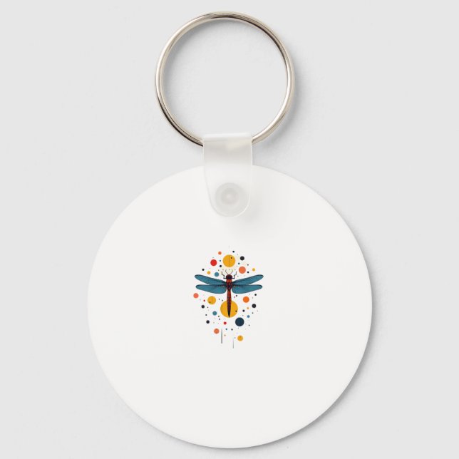 Dragonfly Painting Art Animal Abstract Graphic Dra Key Ring (Front)
