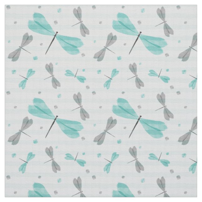 Dragonfly pattern with watercolor effect fabric (Swatch)