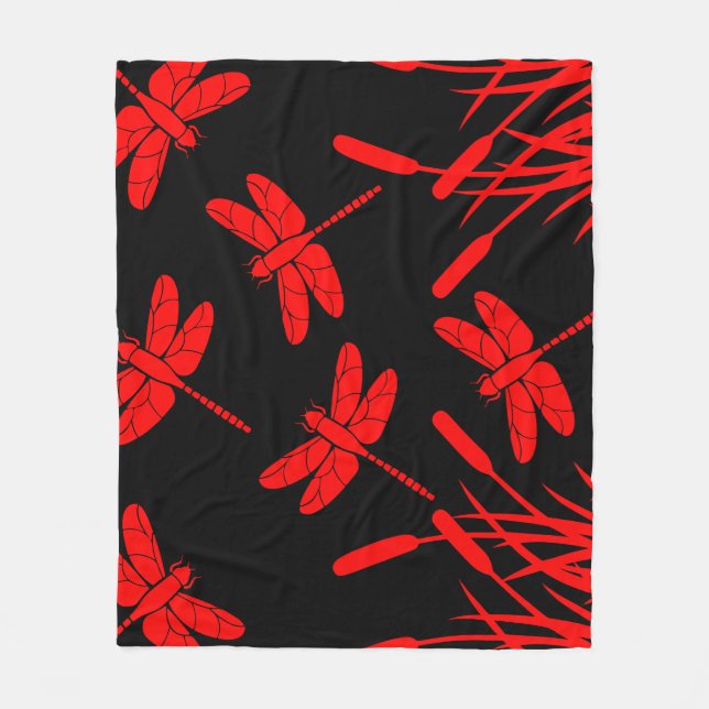 Dragonfly Patterned Decor Fleece Blanket (Front)