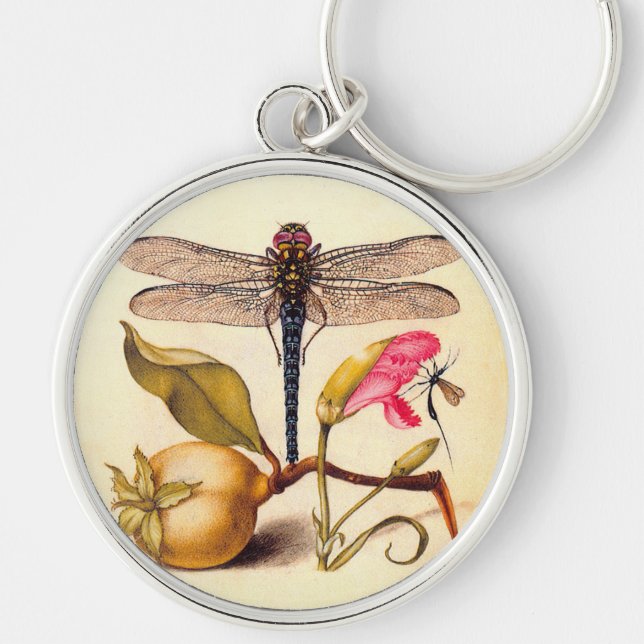 Dragonfly, Pear, Carnation, and Insect Key Ring (Front)