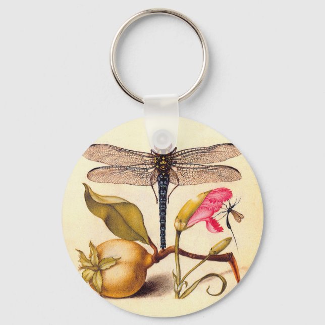 Dragonfly, Pear, Carnation, and Insect Key Ring (Front)