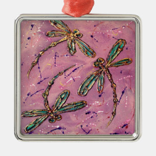 Dragonfly Pink Fizz Metal Tree Decoration