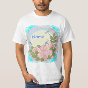 Dragonfly Pink Roses custom T-Shirt