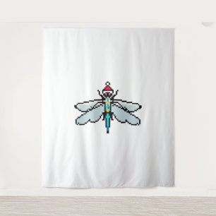 Dragonfly Pixelated Christmas - Funny Dragonfly Tapestry