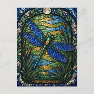 Dragonfly, Pond Bead Stained Glass Postcard