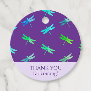 Dragonfly Purple Bright Boy Birthday Favour Tags