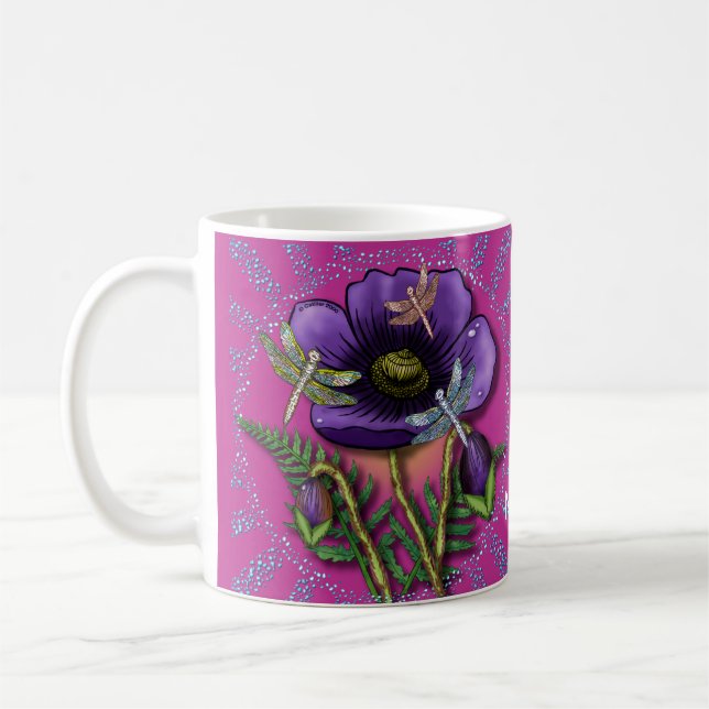 Dragonfly purple Poppy Coffee Mug (Left)