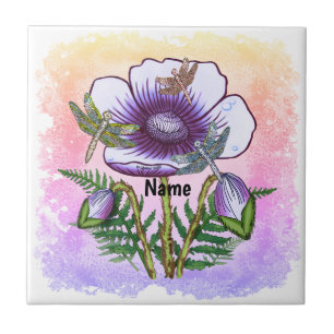 Dragonfly Purple Poppy Tile