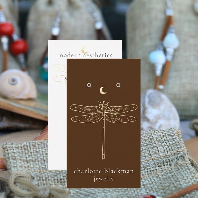 Dragonfly QR Code Earring Brown Display Card (Creator Uploaded)