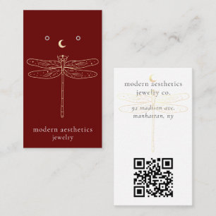 Dragonfly QR Code Earring Red Display Card