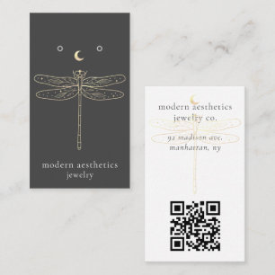 Dragonfly QR Code Grey Earring Display Card