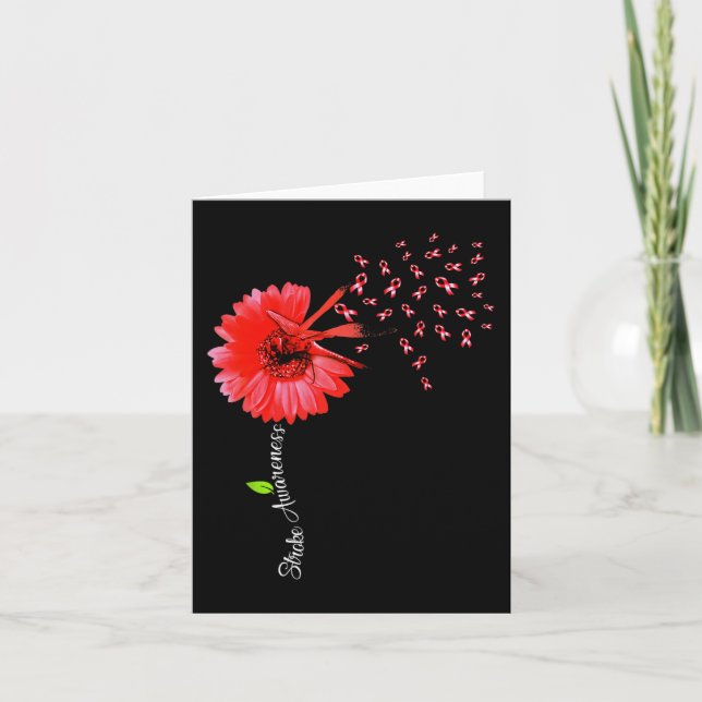 Dragonfly Red Brain Aneurysm Awareness Support Str Card (Front)