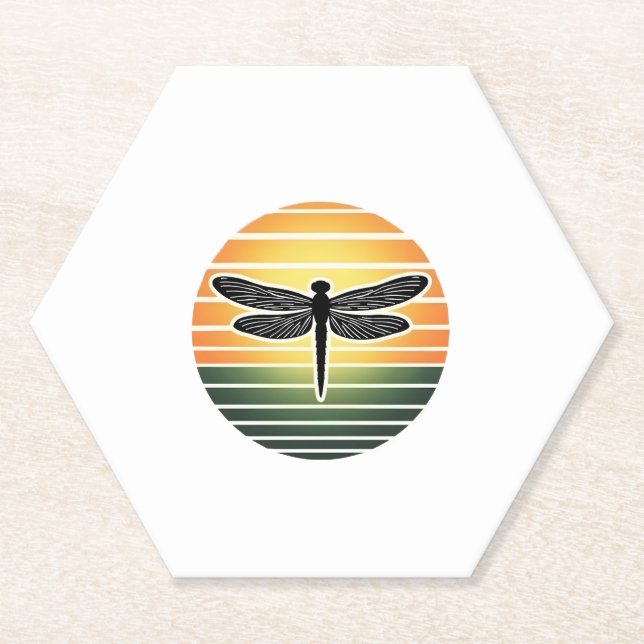 Dragonfly Retro (3) Paper Coaster (Front)