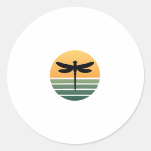 Dragonfly Retro (4) Classic Round Sticker