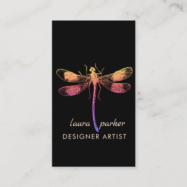 Dragonfly Retro Vintage Good luck Tattoo Business Card (Front)