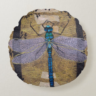 Dragonfly reversible round cushion
