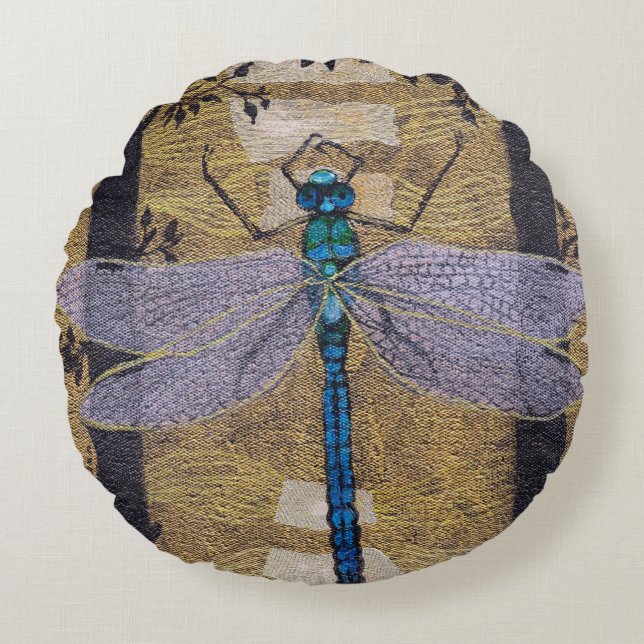 Dragonfly reversible  round cushion (Front)