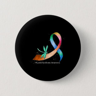 Dragonfly Ribbon Lynch Syndrome Awareness Gifts  6 Cm Round Badge