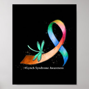 Dragonfly Ribbon Lynch Syndrome Awareness Gifts Poster