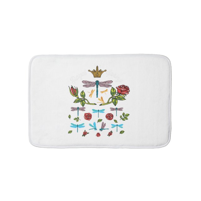 dragonfly roses flowers bath mat (Front)