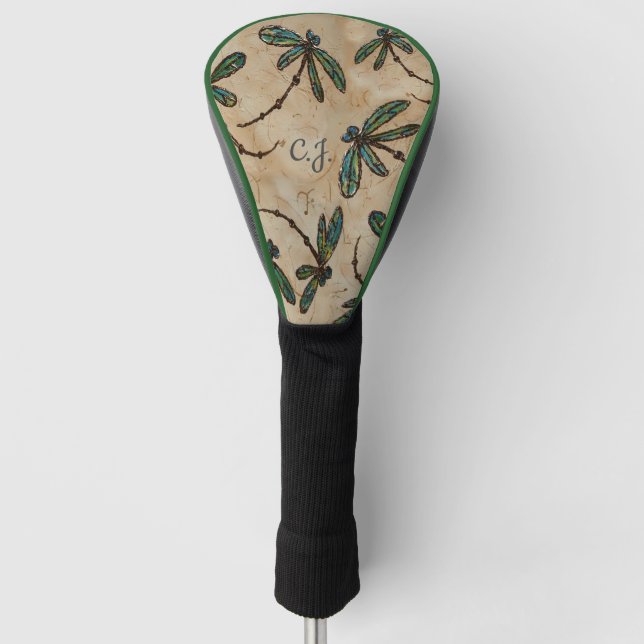 Dragonfly Rustic Cream Golf Head Cover (Front)