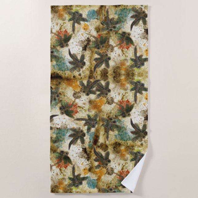 Dragonfly Rustic Splash Beach Towel (Front)