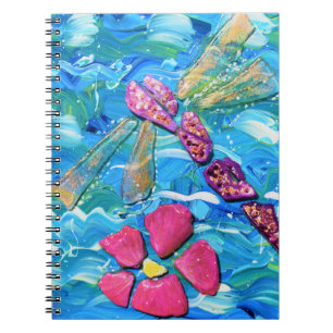 Dragonfly Sea Glass Mix Media Collage Notebook