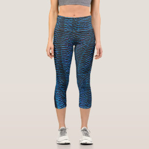 Dragonfly shiny vibrant blue wings capri leggings