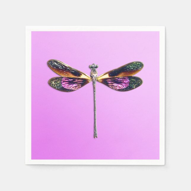 Dragonfly - silver, gold, purple and black napkin (Front)
