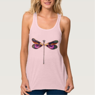 Dragonfly - silver, gold, purple and black singlet