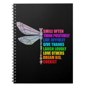 Dragonfly Smile Often Think Positively Quote Notebook