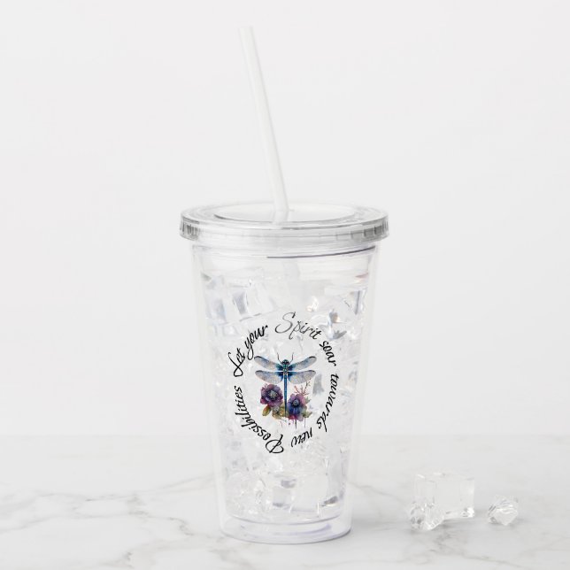 Dragonfly - spirit of new possibilities acrylic tumbler (Front Ice)