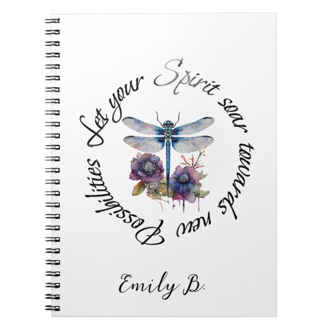 Dragonfly - spirit of new possibilities custom notebook (Front)