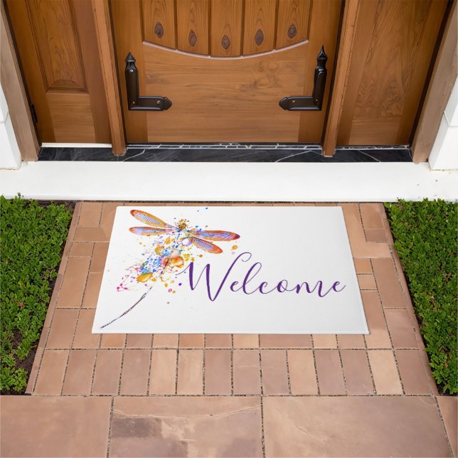 Dragonfly splatter Welcome Doormat (Outdoor)