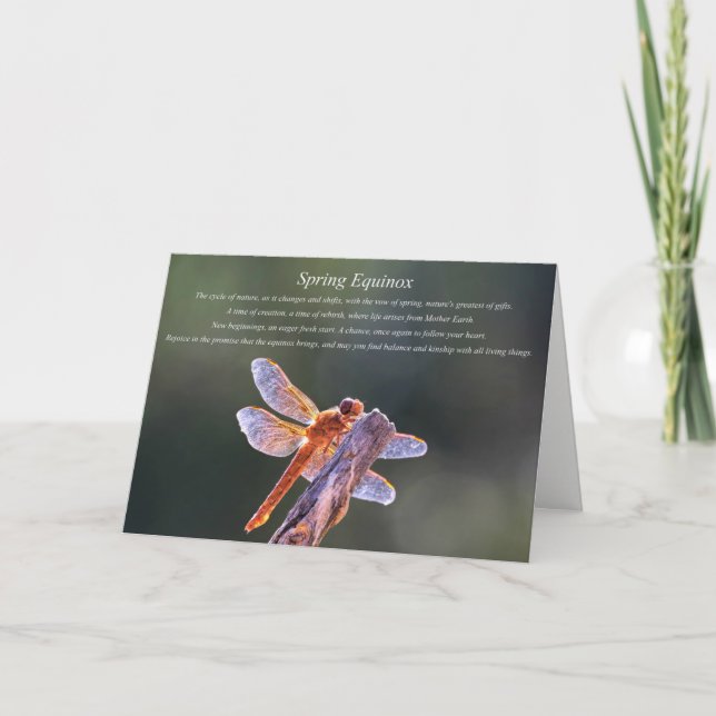 Dragonfly Spring Equinox Blessing with Poem Holiday Card (Front)