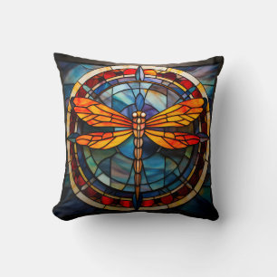 dragonfly stained glass cushion