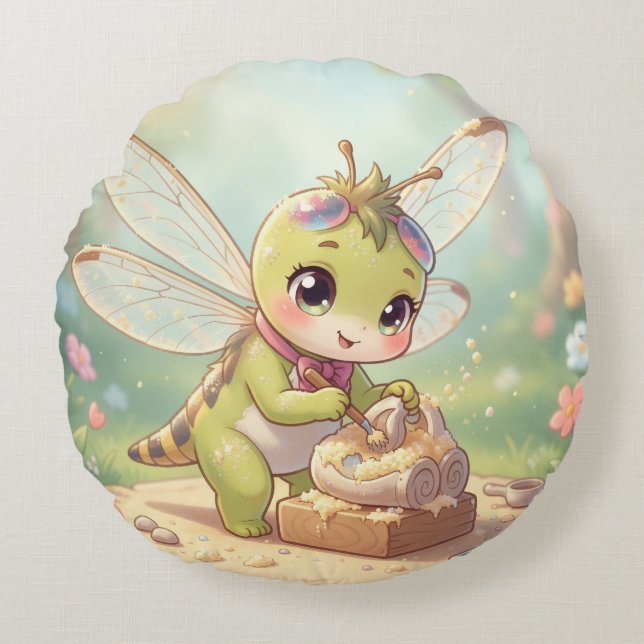 Dragonfly – Star Nectar of the Silent Night.3 Round Cushion (Front)
