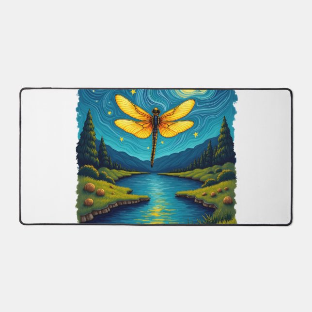 Dragonfly Starry Night (1) Desk Mat (Front)