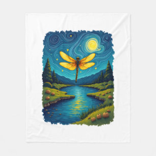 Dragonfly Starry Night (1) Fleece Blanket