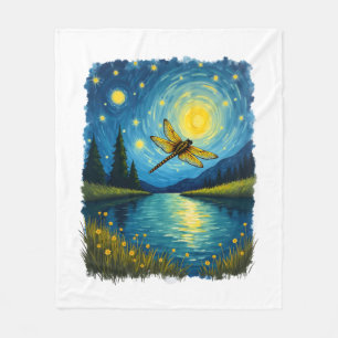 Dragonfly Starry Night (2) Fleece Blanket