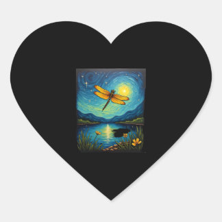 Dragonfly Starry Night (2) Heart Sticker
