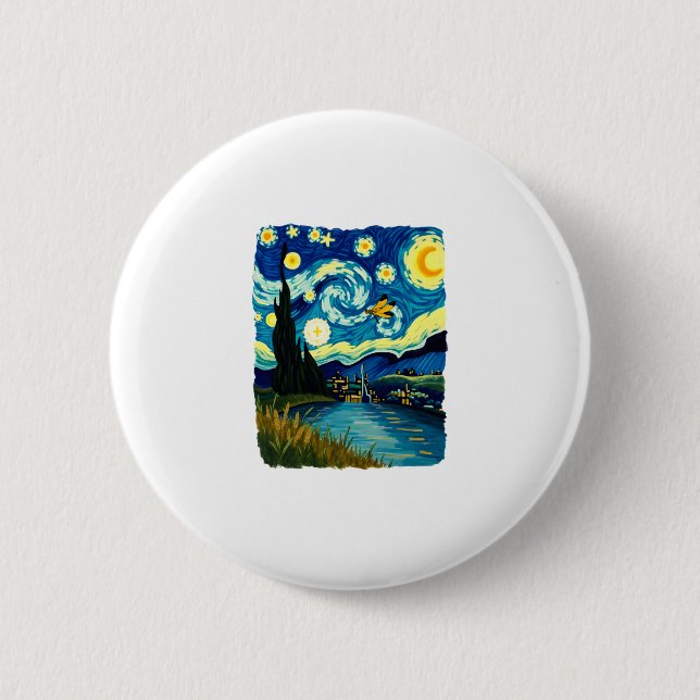 Dragonfly Starry Night (3) 6 Cm Round Badge (Front)